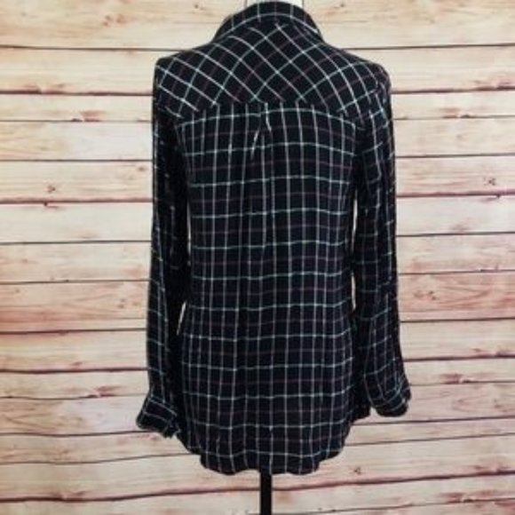 Like New Maurices Black plaid shirt with snaps - Picture 2 of 7